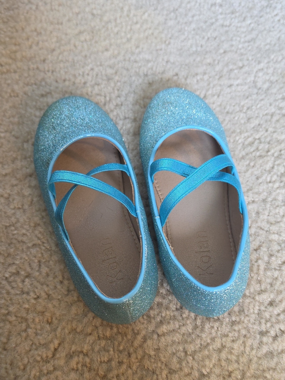 Amazon Glittery Light Blue Kids Ballet Flats with Crisscross Straps